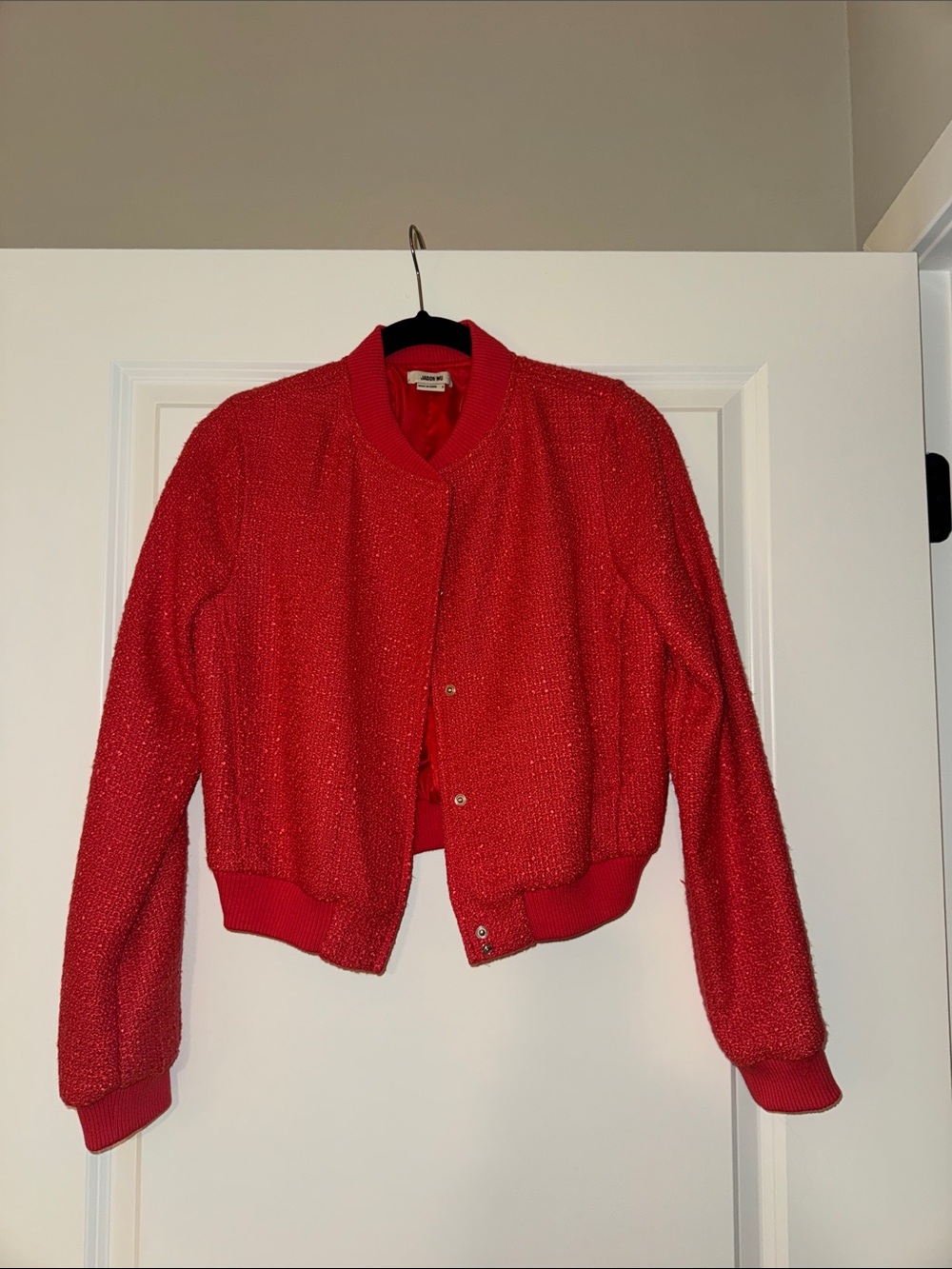 Jason Wu Coral Textured Tweed Bomber Jacket